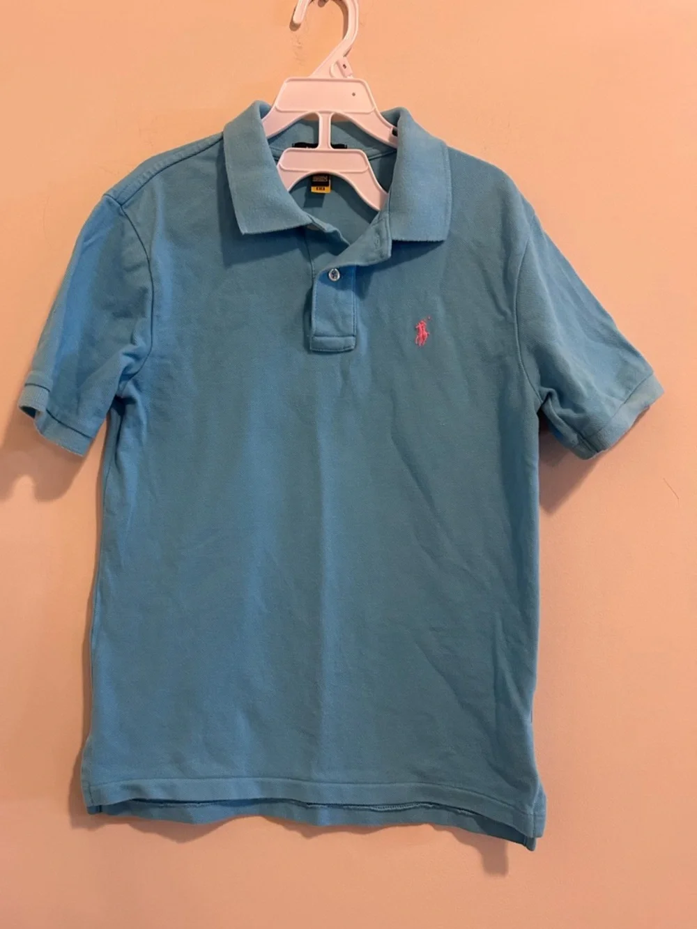 Boys Ralph Lauren Blue‎ Polo with Pink Pony Embroidery